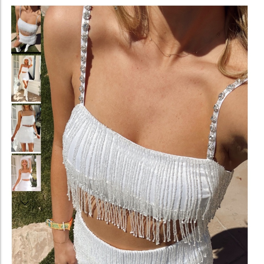 Show Me Your MuMu White Fringe Top